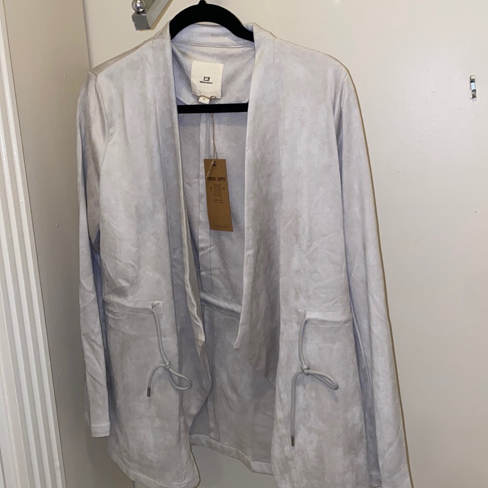 Beige suede blazer jacket